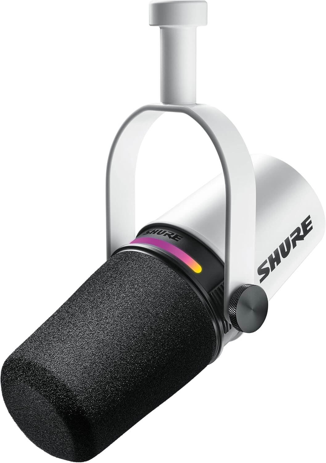 Shure MV7+ Podcast Microphone. Enhanced Audio, LED Touch Panel, USB-C & XLR Outputs, Auto Level Mode, Digital Pop Filter, Reverb Effects, Podcasting, Streaming, Recording - White