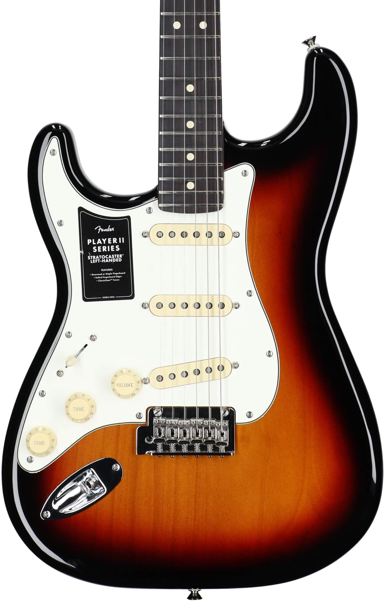 Fender Player II Stratocaster Electric Guitar, Left-Handed (with Rosewood Fingerboard), 3-Color Sunburst