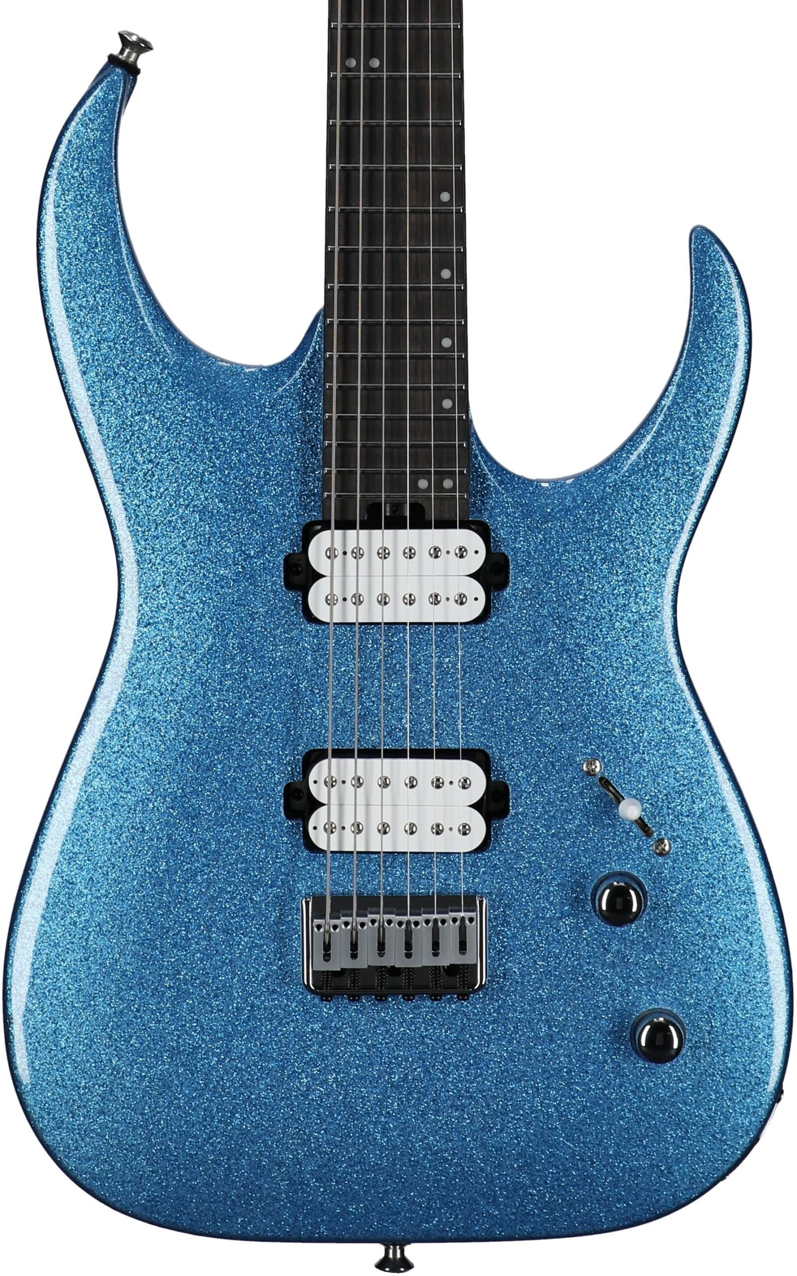 ackson Pro Series Signature Misha Mansoor Juggernaut HT6 Electric Guitar, Caramelized Maple Fingerboard, Blue Sparkle