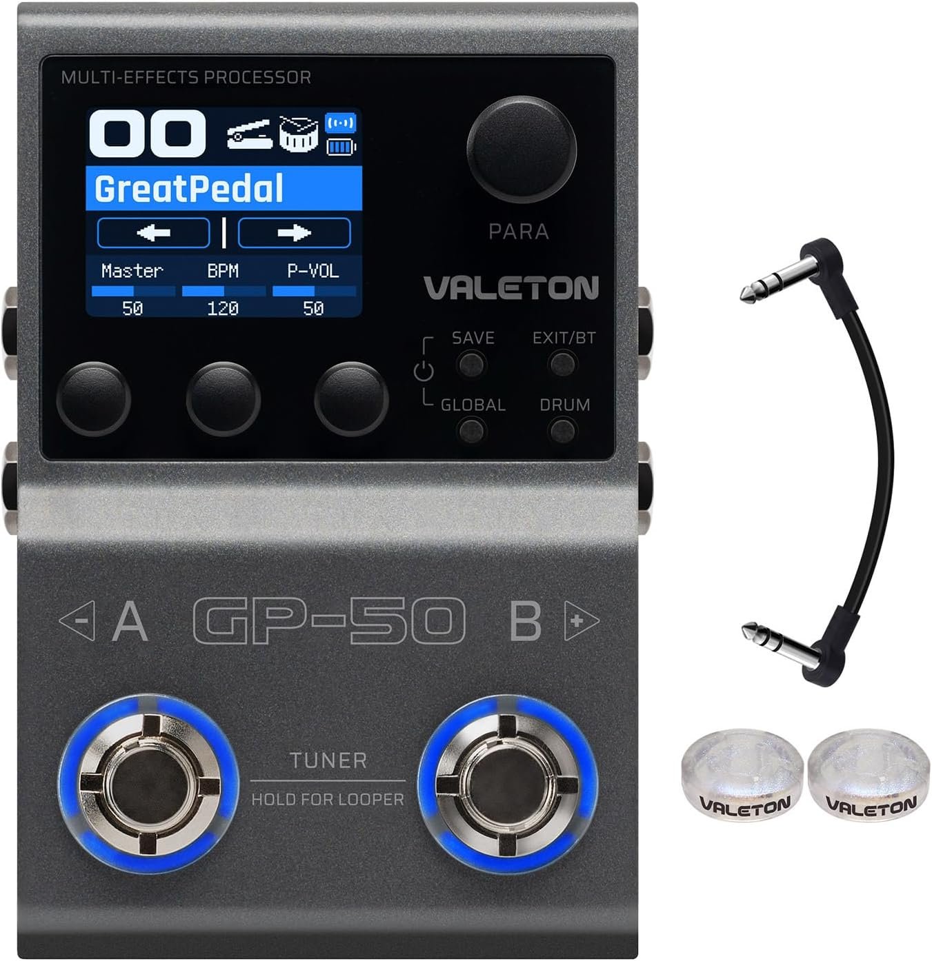 Valeton GP-50 multi-effects processor pedal with amp modeling and IR loader for guitar and bass