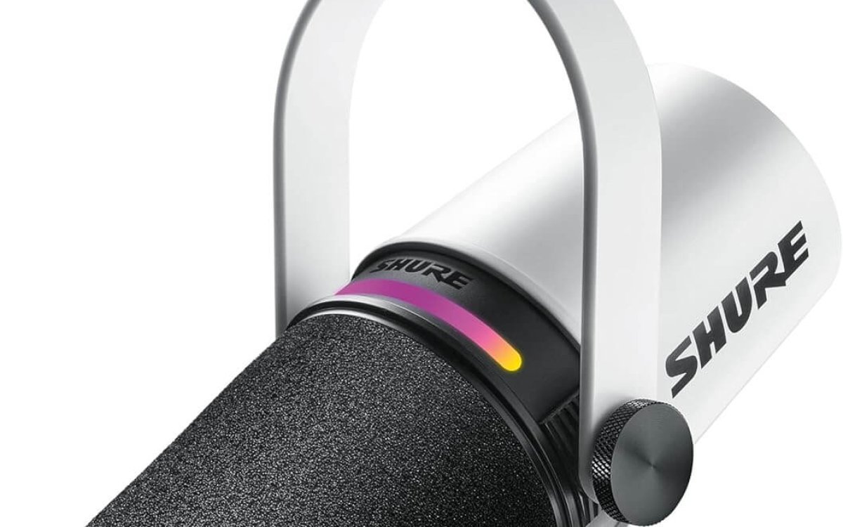 Shure MV7+ Podcast Microphone. Enhanced Audio, LED Touch Panel, USB-C & XLR Outputs, Auto Level Mode, Digital Pop Filter, Reverb Effects, Podcasting, Streaming, Recording - White